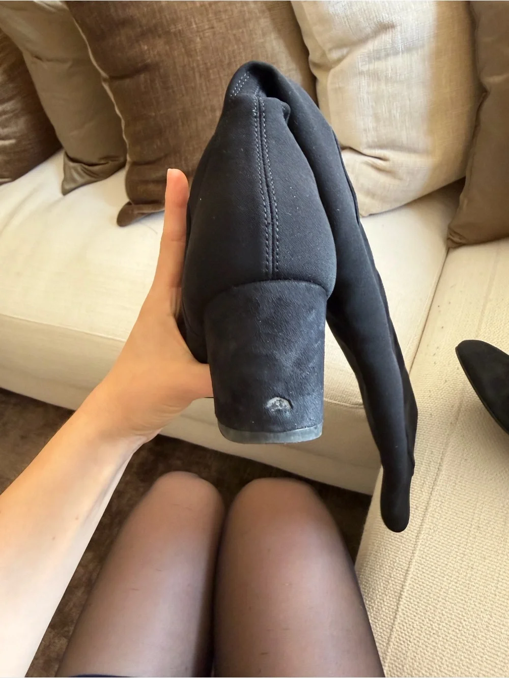 Stuart Weitzman Black Over-The-Knee Suede Block Heel Boots